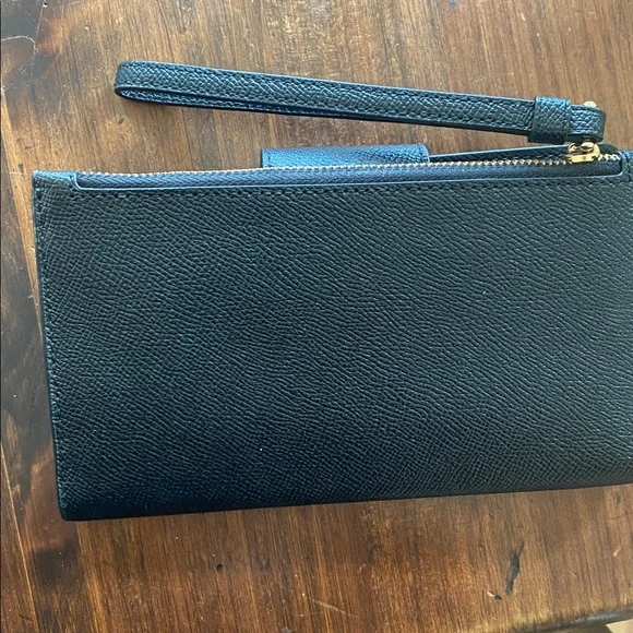 Coach Black Wallet with Wristlet Gold Accents - Picture 5 of 7
